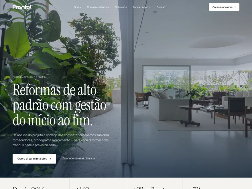Página do projeto Pronto Engenharia